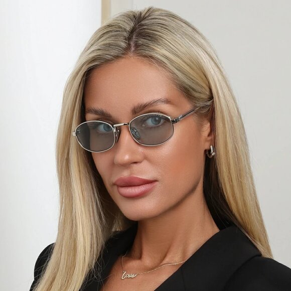 Prada Women Sunglasses Silver Azure Oval PRB53S 1BC40N NEW AUTHENTIC main image 10